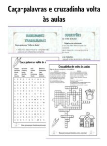 Caça-palavras e cruzadinha volta às aulas