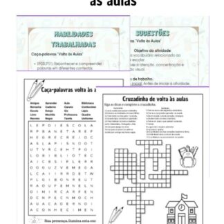 Caça-palavras e cruzadinha volta às aulas