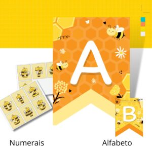 alfabeto e numerais de parede abelhinha