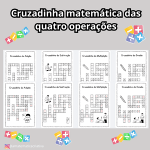Cruzadinha matemática das quatro operações (Adição, Subtração, Multiplicação e Divisão)