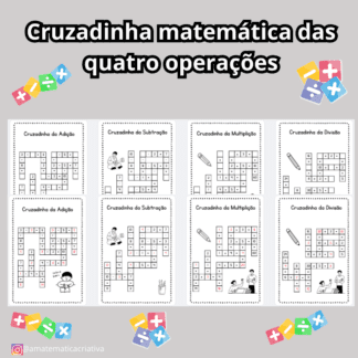 Cruzadinha matemática das quatro operações (Adição, Subtração, Multiplicação e Divisão)