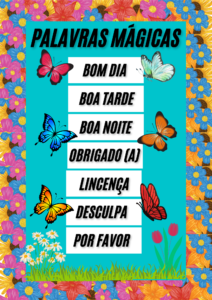Cartaz palavras mágicas tema jardim