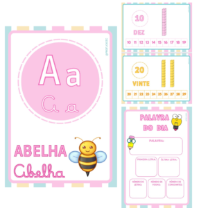 Combo cute: alfabeto + números + palavra do dia + calendário