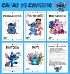 CAPAS DE CADERNO STITCH
