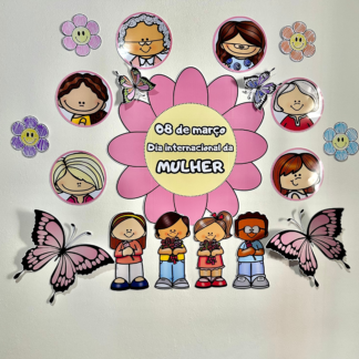 Painel decorativo tema “Dia Internacional da Mulher”