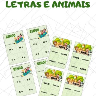 KIT BINGO - LETRAS E ANIMAIS