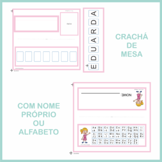 CRACHÁ DE MESA COM NOME PRÓPRIO OU ALFABETO