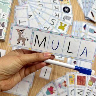 Arquivo com 68 fichas de palavras simples para completar com as vogais.