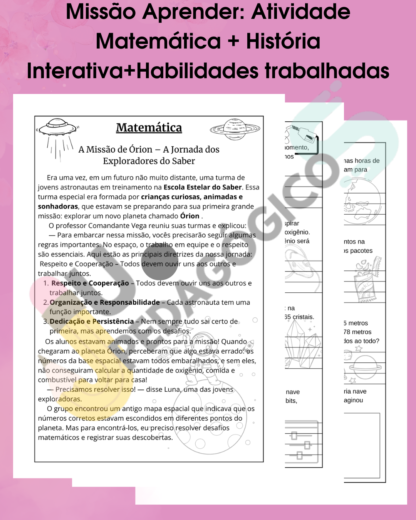 🚀📚 Missão Aprender: Atividade Matemática + História Interativa! 📚🚀