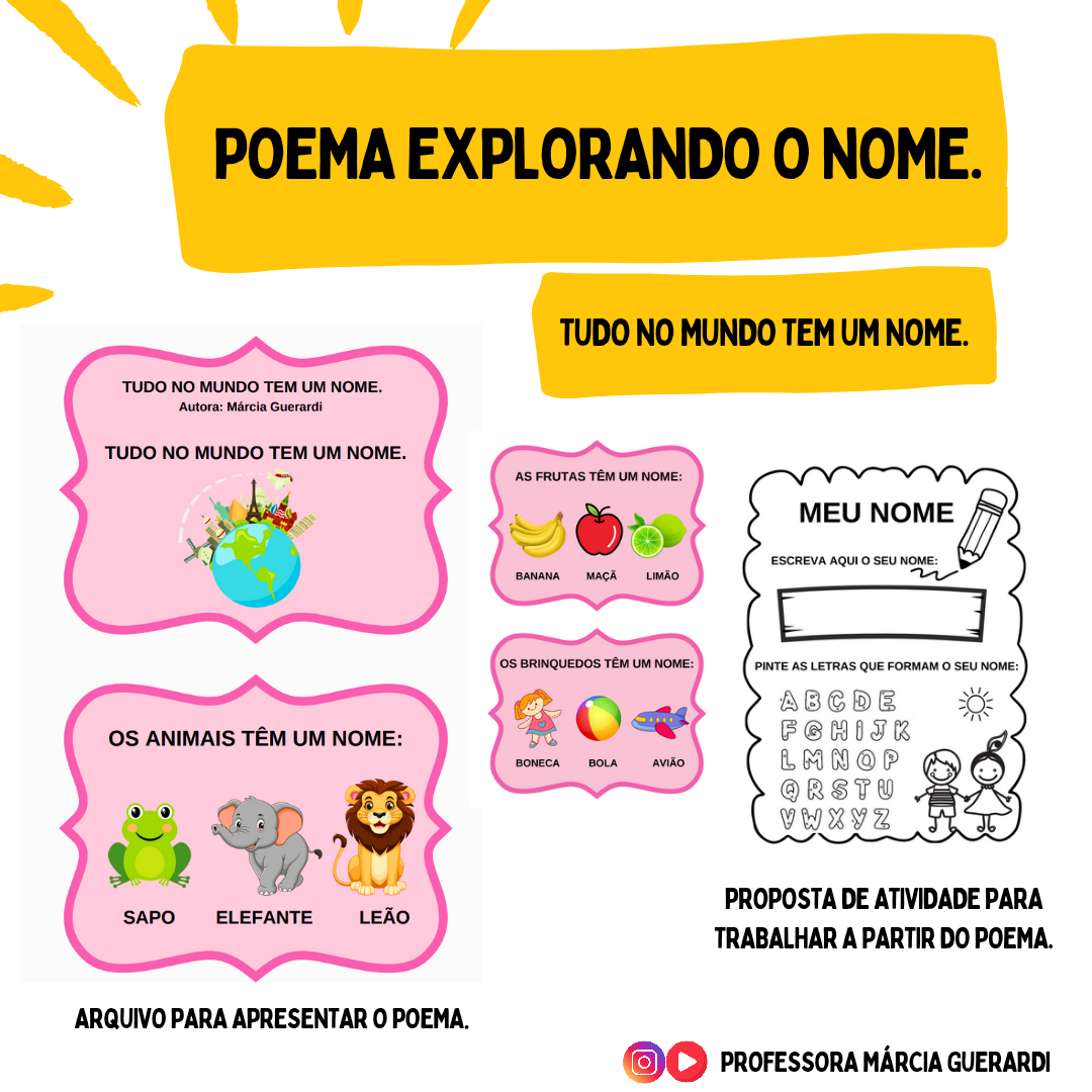 Trabalhando nome: Recurso poema Tudo no mundo tem um nome.