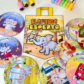 Sacola para contação de História para trabalhar a Vogal E com crianças da Educação Infantil.