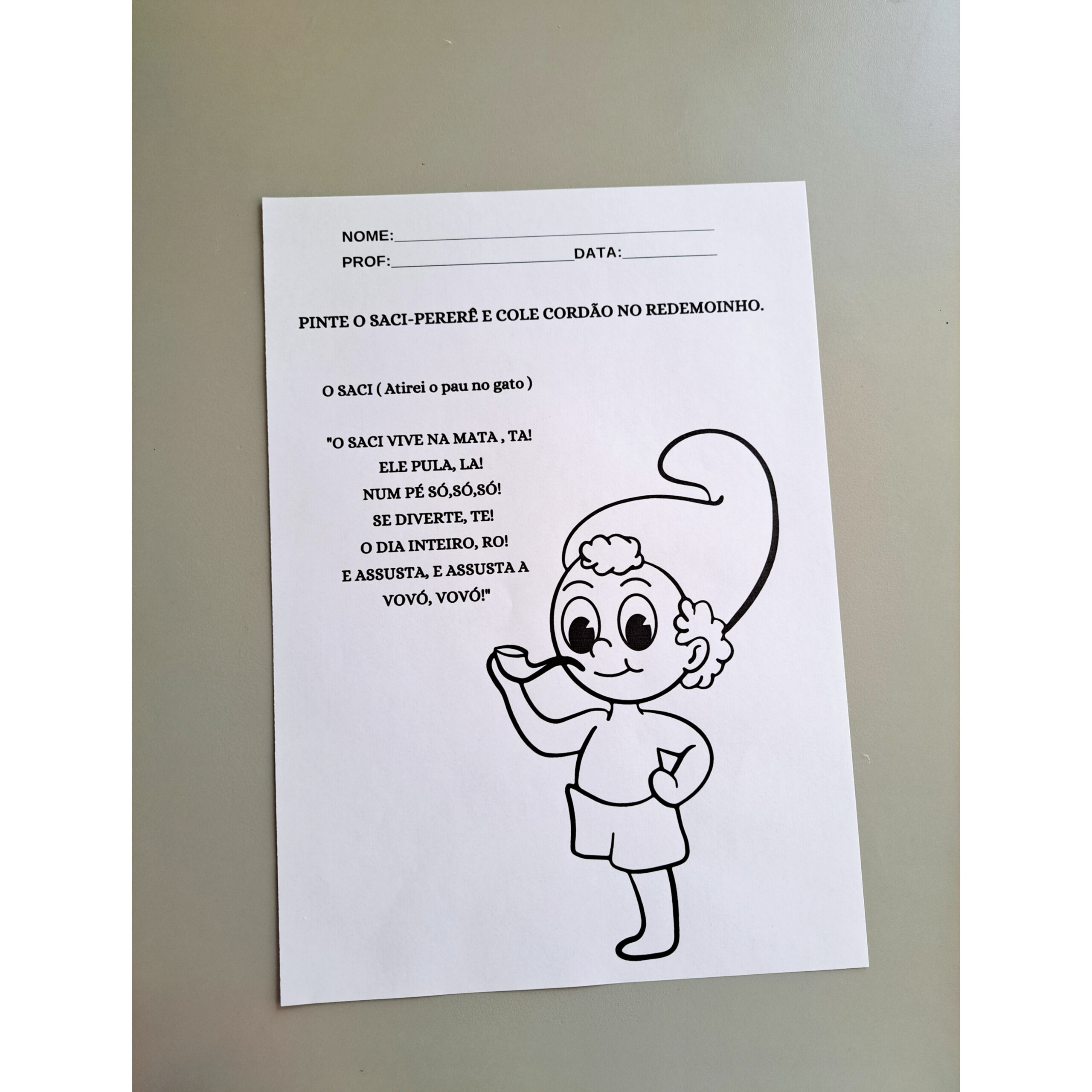 Folhinha Saci Pererê educação infantil