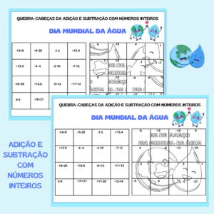 DIA MUNDIAL DA ÁGUA – QUEBRA-CABEÇAS DA ADIÇÃO E SUBTRAÇÃO COM NÚMEROS INTEIROS