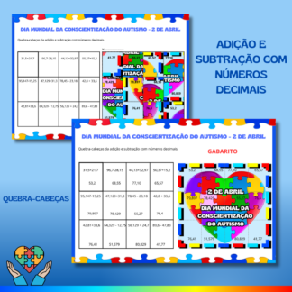 Quebra-Cabeças Matemático: Conscientização do Autismo + Números Decimais!