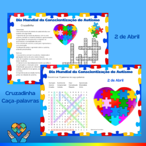 🧩💙 Cruzadinha e Caça-palavras – Dia Mundial da Conscientização do Autismo