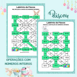 Labirinto da Páscoa – Operações com Números Inteiros (Adição, subtração, multiplicação e divisão)