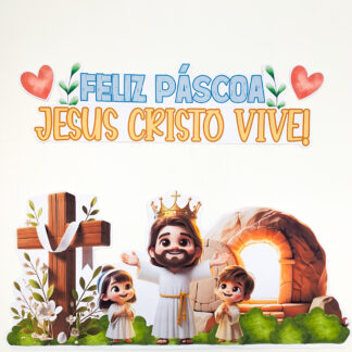 Painel de Páscoa Cristã – Jesus Cristo Vive! 