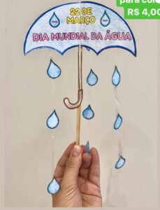 GUARDA-CHUVA INTERATIVO DIA DA ÁGUA PARA COLORIR
