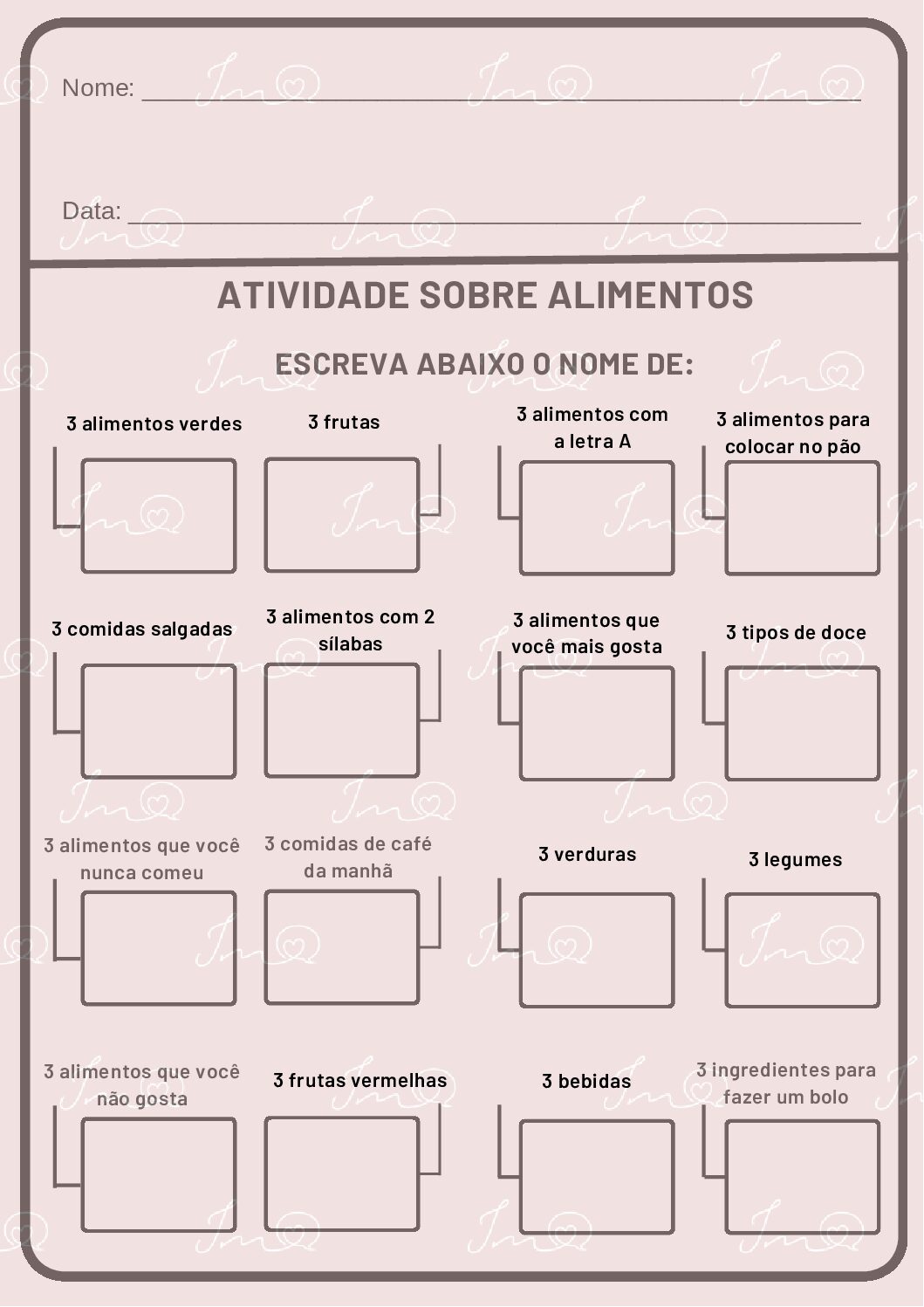 Atividade sobre Alimentos