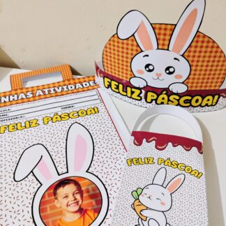 Kit de Páscoa - Coroa, sacolinha e atividades