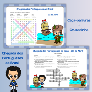 Caça-palavras + Cruzadinha: Chegada dos Portugueses ao Brasil – 22 de Abril