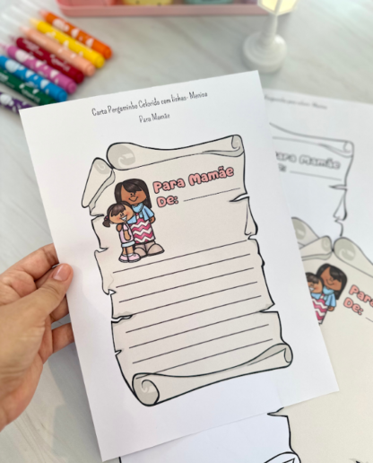 📜 Cartão Pergaminho – Dia das Mães (Colorida e Para Colorir)  - Image 2