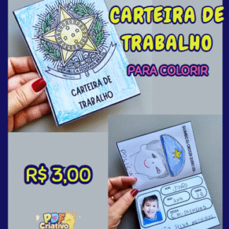 CARTEIRA DE TRABALHO PARA COLORIR - DIA DO TRABALHADOR