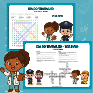 Atividade especial para o Dia do Trabalho – 1º de Maio com Caça-palavras + Cruzadinha