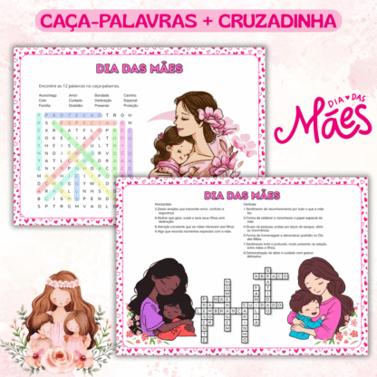 CAÇA-PALAVRAS + CRUZADINHA ESPECIAL DE DIA DAS MÃES 💌🌸