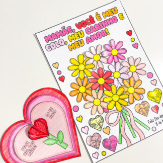 Cartões Dia das mães para colorir