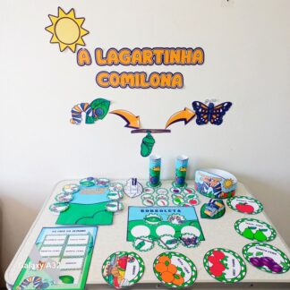Atividade completa e encantadora com a história da Lagartinha Comilona! 💚