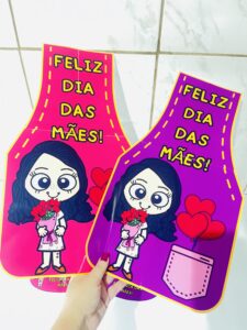 Boné + Avental Personalizado para Apresentações e Lembrancinhas Dia das Mães.