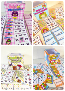 Kit Bingo adição, subtração, multiplicação e divisão