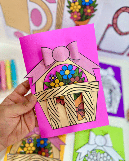 Cartão 3D dia das mães- Cesta com flores - Image 6
