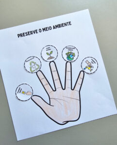 🌱 Atividade: Mão da Preservação ✋🌎 | Atividade Meio Ambiente para Colorir e Recortar