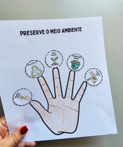 🌱 Atividade: Mão da Preservação ✋🌎 | Atividade Meio Ambiente para Colorir e Recortar - Image 2