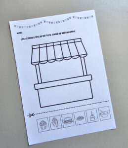 Barraquinha dos Doces Típicos – Atividade Festa Junina para Educação Infantil com Recorte e Colagem – PDF para Imprimir 🍬🎉