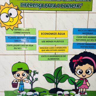 KIT DO MEIO AMBIENTE - EDUCAR COM CONSCIÊNCIA! (PAINEL, COROA E ROLINHO)