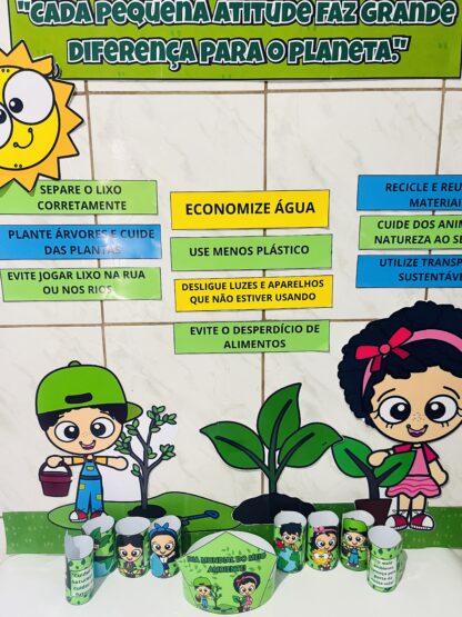 KIT DO MEIO AMBIENTE - EDUCAR COM CONSCIÊNCIA! (PAINEL, COROA E ROLINHO) - Image 5