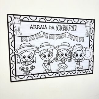Cartaz para colorir tema Festa Junina.