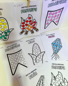 Atividades pintura sensorial para trabalhar o tema Festa Junina com turmas da Educação Infantil.