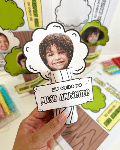 Atividade Árvore 3D com foto para trabalhar o tema Meio Ambiente com turmas da Educação Infantil. 🌳📸👧👦 - Imagem 3