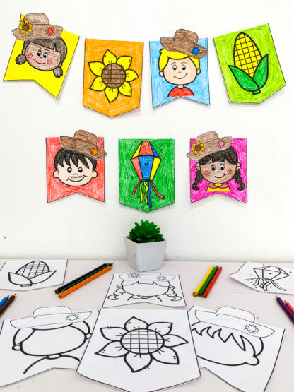 ATIVIDADE: BANDEIRINHAS E BANDEIROLAS PARA COLORIR - Imagem 3