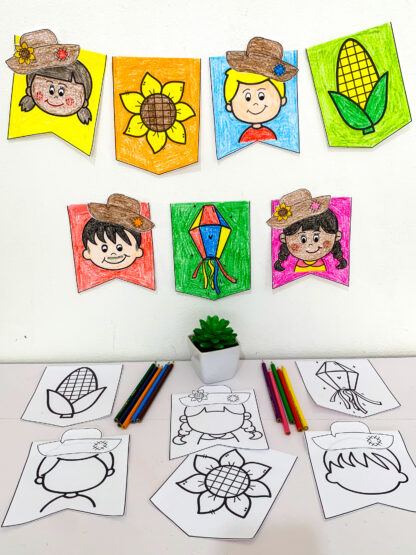 ATIVIDADE: BANDEIRINHAS E BANDEIROLAS PARA COLORIR