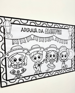 Cartaz para colorir tema Festa Junina