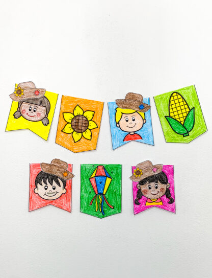 BANDEIRINHAS E BANDEIROLAS PARA COLORIR - Imagem 2