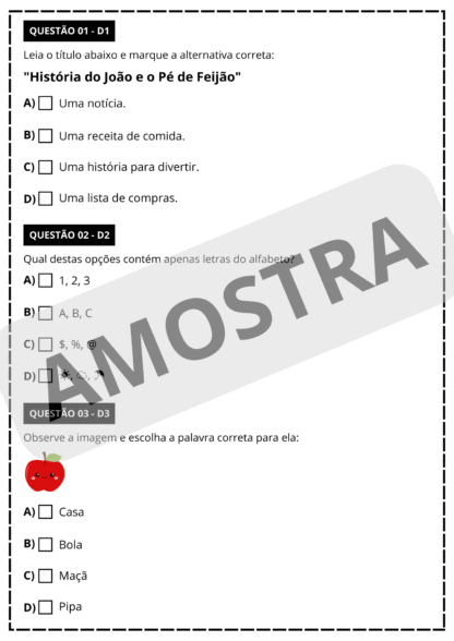 PREPARATÓRIO SIMULADO SAEB PORTUGUÊS E MATEMÁTICA - 1° ANO - Imagem 5