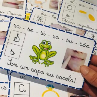 FICHAS DE LEITURA COM BOQUINHAS - LETRA CURSIVA