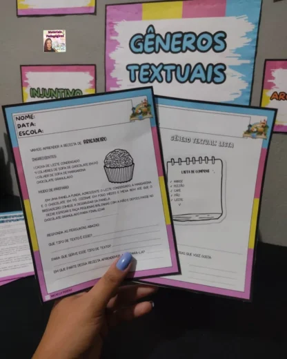 Kit Gêneros Textuais - Painel, caixa, fichas, atividades e flipbook! - Imagem 5
