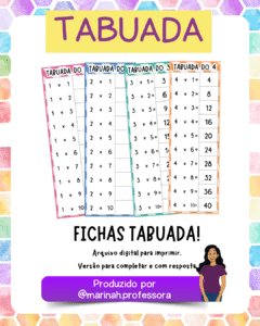 Tabuada | Fichas para completar